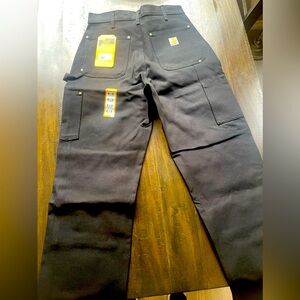 New Carhartt Black Loose Fit Washed Duck Carpenter Utility Work Pants